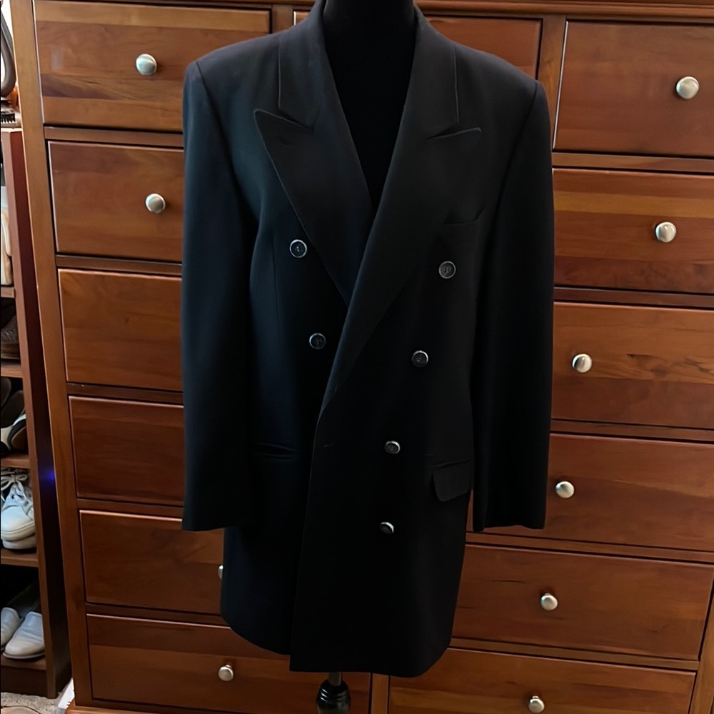 Elegant Black Double-Breasted Cashmere Wool coat